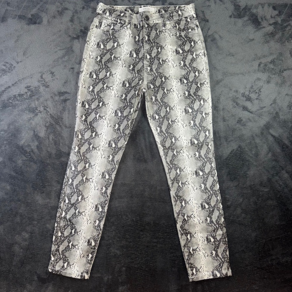 Women 7 Cello Skinny Jeans Grey Excellent Snakeskin Animal Print High Rise Slim